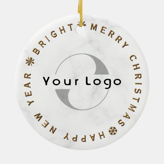 Zakelijk logo Bedrijf merk Christmas Simple gold Keramisch Ornament (Achterkant)