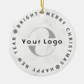 Zakelijk logo Bedrijf merk Christmas Simple white Keramisch Ornament (Voorkant)