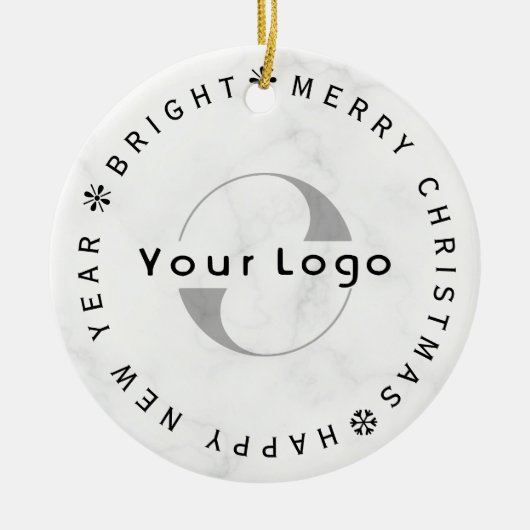 Zakelijk logo Bedrijf merk Christmas Simple white Keramisch Ornament (Voorkant)