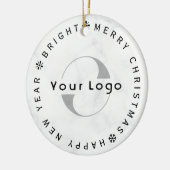 Zakelijk logo Bedrijf merk Christmas Simple white Keramisch Ornament (Links)