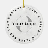 Zakelijk logo Bedrijf merk Christmas Simple white Keramisch Ornament (Achterkant)