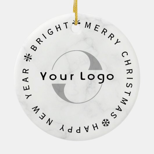 Zakelijk logo Bedrijf merk Christmas Simple white Keramisch Ornament (Achterkant)