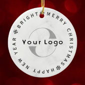 Zakelijk logo Bedrijf merk Christmas Simple white Keramisch Ornament