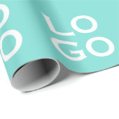 Zakelijk logo bedrijf of onderneming groenblauw cadeaupapier (Rol Hoek)
