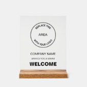 Zakelijk Logo Bedrijf Zwart Tekst Welkomstbord Acryl Bord (Voorkant)