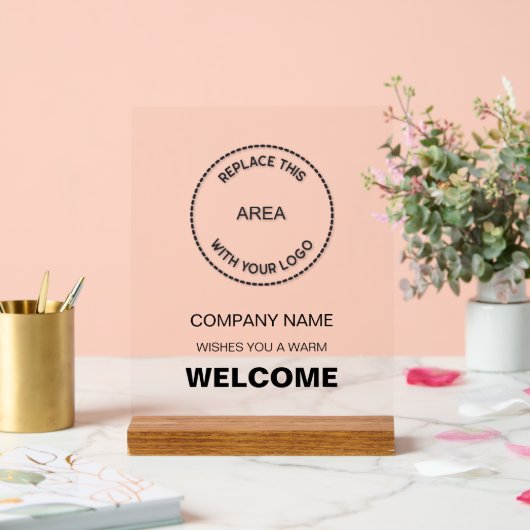 Zakelijk Logo Bedrijf Zwart Tekst Welkomstbord Acryl Bord (Huwelijk)