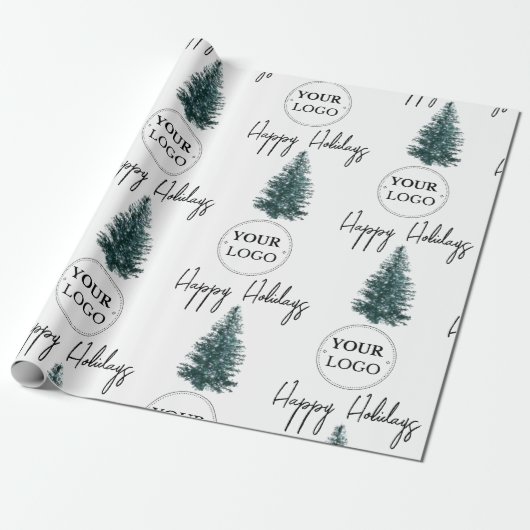 Zakelijk Logo Bedrijfs Promotie Kerstboom Cadeaupapier (Uitgerold)
