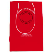 Zakelijk Logo Bedrijfsrood Prettig Kerstfeest Medium Cadeauzakje (Voorkant)