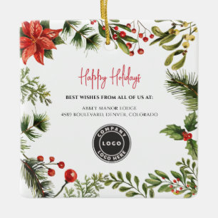 Zakelijk logo bessen maretak Kerstvakantie Keramisch Ornament