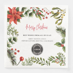 Zakelijk Logo Bessen Maretak Personeel Kerstmis Servet