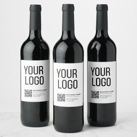 Zakelijk logo & Bewerkbare QR-code Wijn Etiket (Flessen)