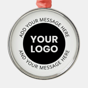Zakelijk logo & bewerkbare tekst Wit & Zwart Metalen Ornament