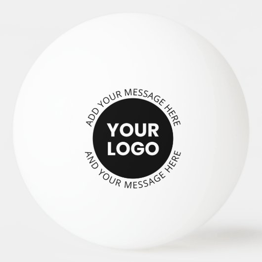 Zakelijk logo & bewerkbare tekst Wit & Zwart Pingpongbal (Voorkant)