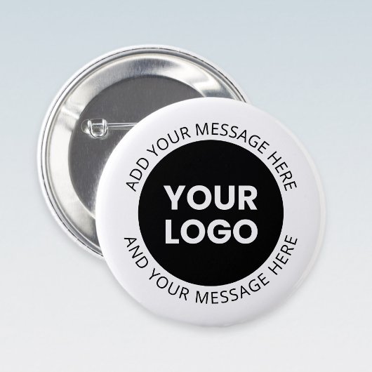 Zakelijk logo & bewerkbare tekst Wit & Zwart Ronde Button 5,7 Cm