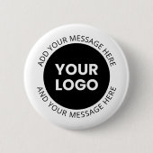 Zakelijk logo & bewerkbare tekst Wit & Zwart Ronde Button 5,7 Cm (Voorkant)