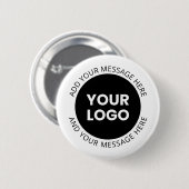 Zakelijk logo & bewerkbare tekst Wit & Zwart Ronde Button 5,7 Cm (Voorkant /achterkant)