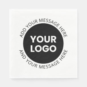 Zakelijk logo & bewerkbare tekst Wit & Zwart Servet