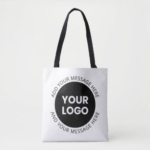 Zakelijk logo & bewerkbare tekst Wit & Zwart Tote Bag