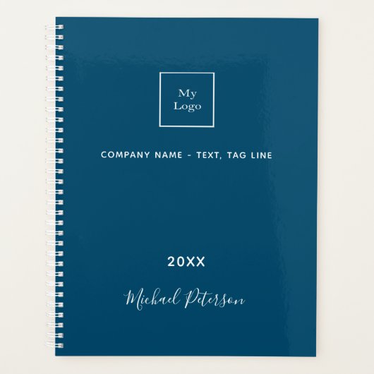 Zakelijk logo blauw wit elegant monogram 2023 planner (Voorkant)