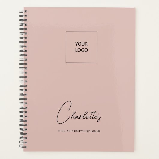 Zakelijk Logo Blush roze Elegant Appointbook Planner (Voorkant)