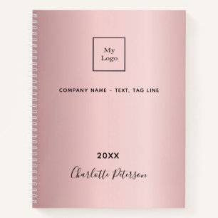 Zakelijk logo blush roze elegant monogram notitieboek