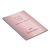 Zakelijk logo blush roze elegant monogram notitieboek (Rechterzijde)