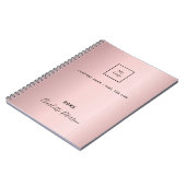 Zakelijk logo blush roze elegant monogram notitieboek (Linkerzijde)