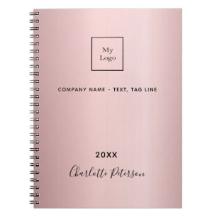 Zakelijk logo blush roze elegant monogram notitieboek