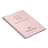 Zakelijk logo blush roze elegant monogram notitieboek (Rechterzijde)