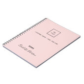 Zakelijk logo blush roze elegant monogram notitieboek (Linkerzijde)