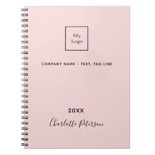 Zakelijk logo blush roze elegant monogram notitieboek