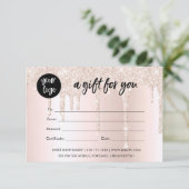Zakelijk logo Blush Roze Glitter Cadeaubon (Staand voorkant)