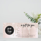 Zakelijk Logo Blush Roze Glitter Cadeaubon (Staand voorkant)