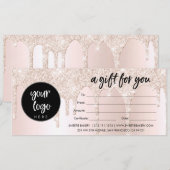 Zakelijk Logo Blush Roze Glitter Cadeaubon (Voorkant / Achterkant)