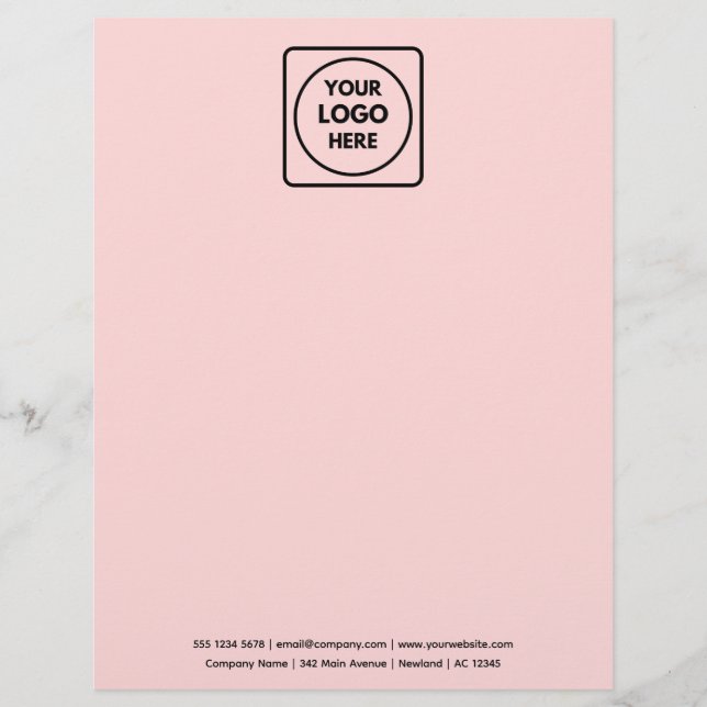 Zakelijk Logo | Blush Roze Modern Minimalistisch Briefhoofd (Voorkant)