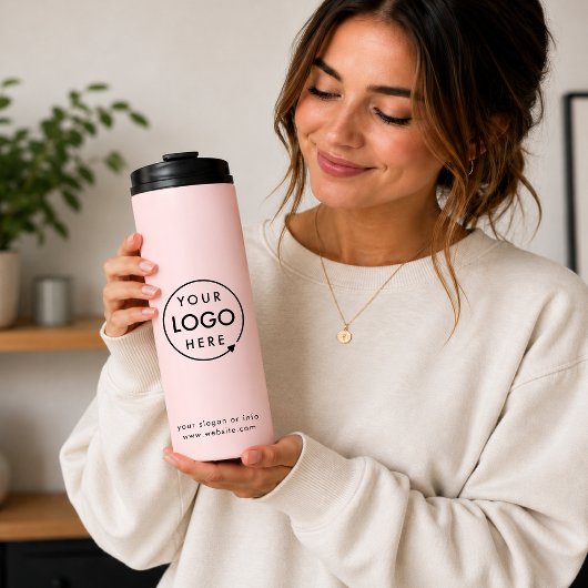 Zakelijk Logo | Blush Roze Modern Minimalistisch Thermosbeker