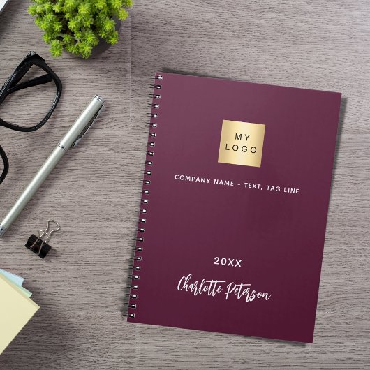 Zakelijk logo bordeaux elegant notitieboek