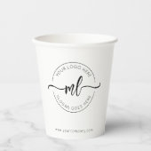 Zakelijk Logo Eenvoudig Monogram Beginletters Wit Papieren Bekers (Voorkant)