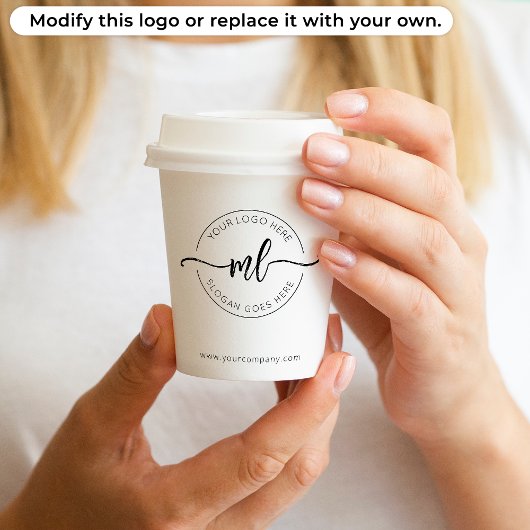 Zakelijk Logo Eenvoudig Monogram Beginletters Wit Papieren Bekers