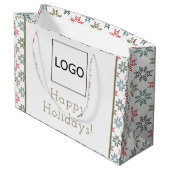 Zakelijk logo Elegant Poinsettia-motief Kerstmis Groot Cadeauzakje (Achterkant Gekanteld)