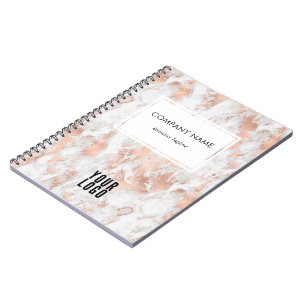 Zakelijk Logo Elegant Roze Goud Marmer Promotionee Notitieboek
