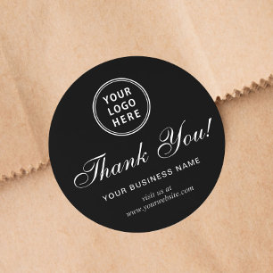 Zakelijk Logo Elegant Schrift Zwart Dank U Ronde Sticker