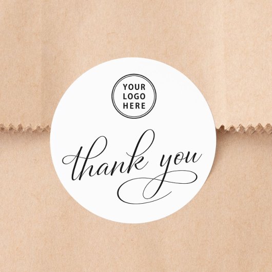 Zakelijk Logo Elegant Script Dank U Wel Ronde Sticker