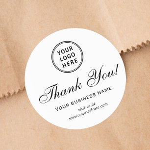 Zakelijk Logo Elegant Script Dank U Wel Ronde Sticker