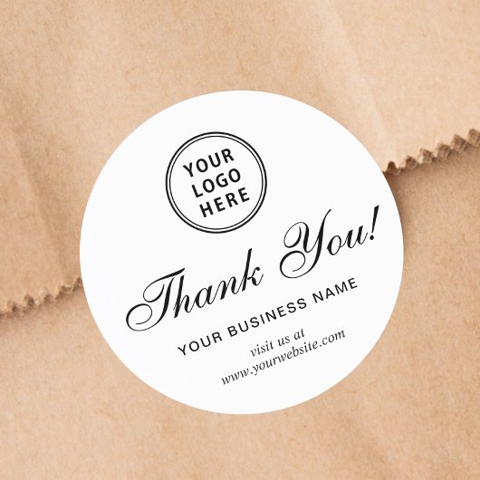 Zakelijk Logo Elegant Script Dank U Wel Ronde Sticker