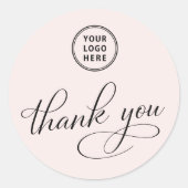 Zakelijk Logo Elegant Script Roze Dank U Ronde Sticker (Voorkant)