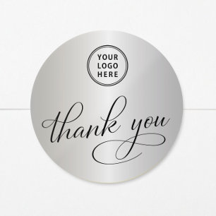 Zakelijk Logo Elegant Zilver Bedankt Ronde Sticker