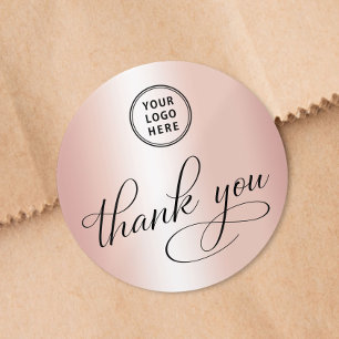 Zakelijk Logo Elegante Roze Gouden Bedankt Ronde Sticker