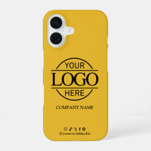 Zakelijk logo en gele promotie op sociale media iPhone 16 hoesje