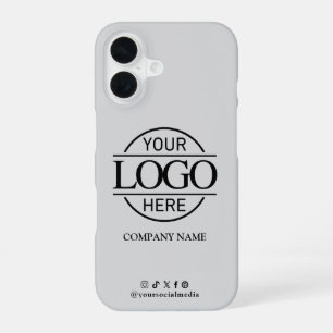 Zakelijk logo en grijze promotie op sociale media iPhone 16 hoesje